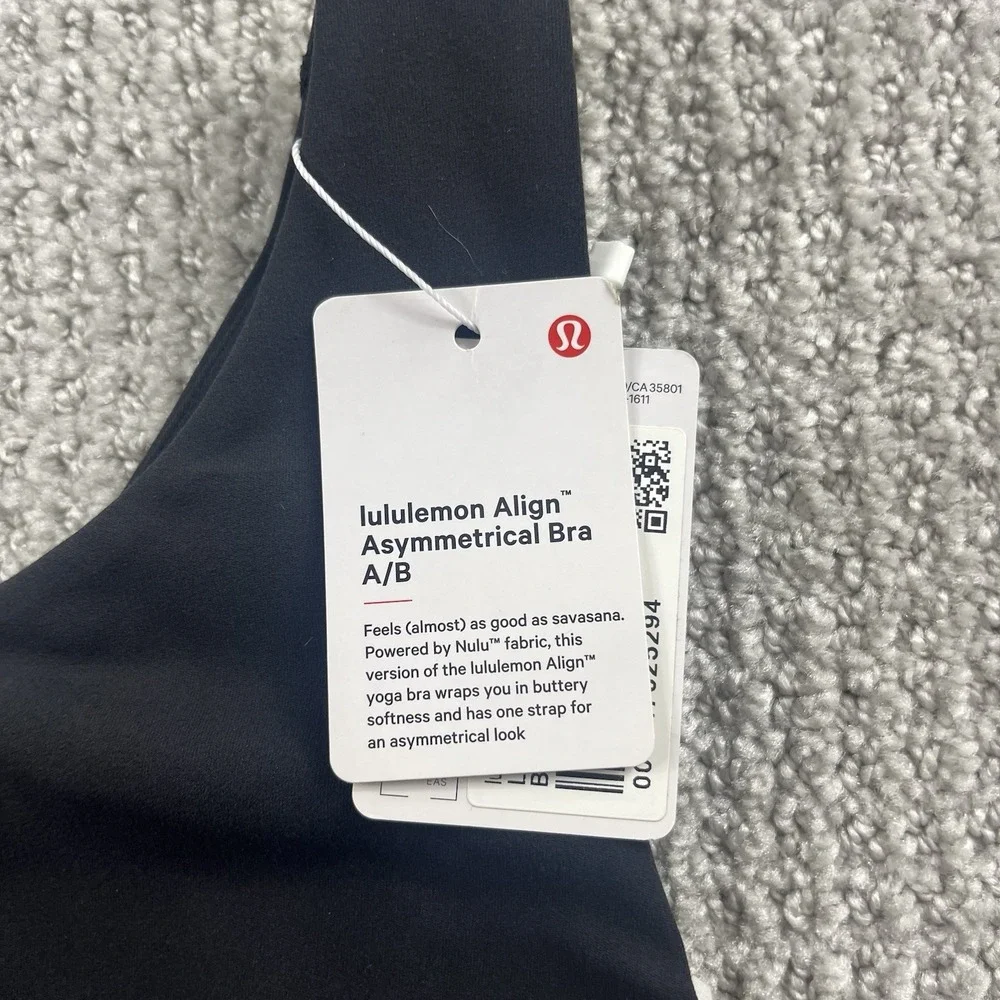 Lululemon Align Asymmetrical Bra A/B Cup Black Women's Size 4 W2DPPS NWT